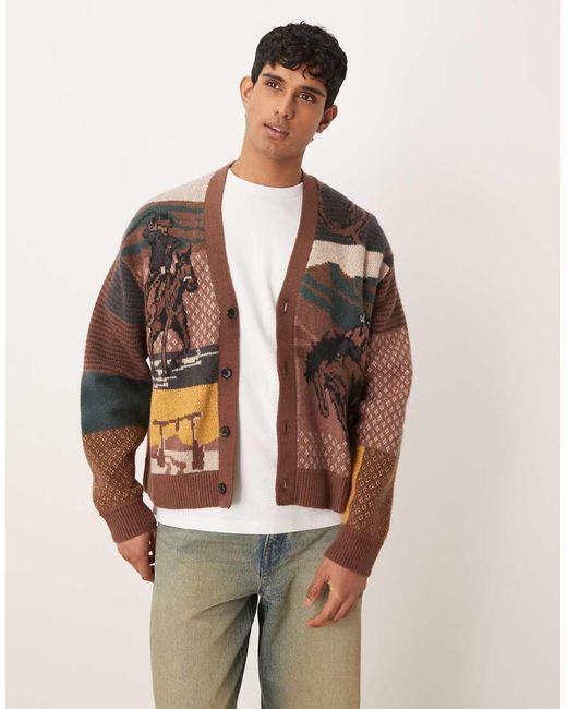 Abercrombie & Fitch Natural Western Graphic Cardigan for men