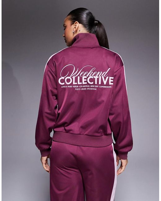 ASOS Purple Weekend Collective Co-ord Zip Through Poly-tricot Tracksuit Top