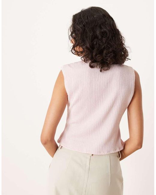 ASOS Natural Ripple Pleat Lace Trim Waistcoat