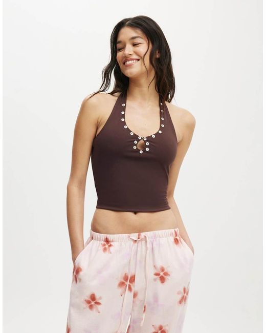 Cotton On Brown Bailey Button Halter