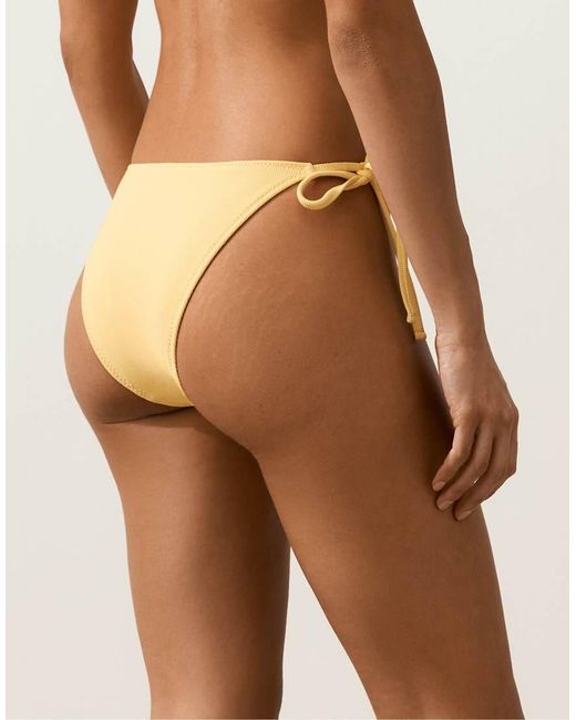 Oysho Brown Medium-coverage Tie Rib Bikini Briefs