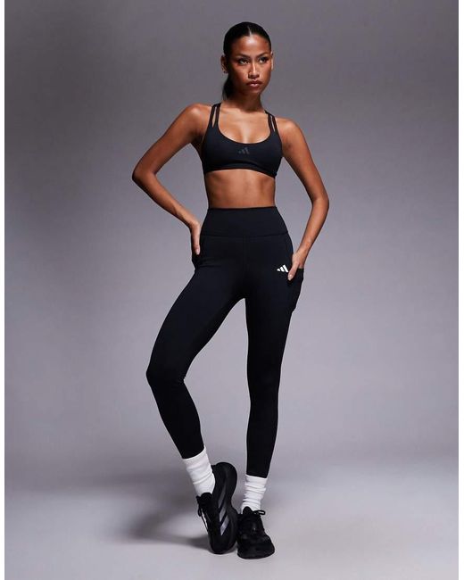 Adidas Originals Gray Adidas Training Optime 7/8 Rib leggings