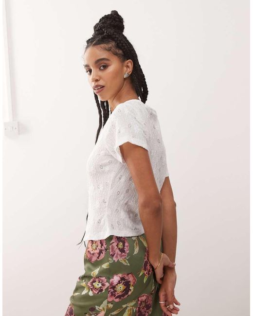 Top A Maniche Corte di Reclaimed (vintage) in White