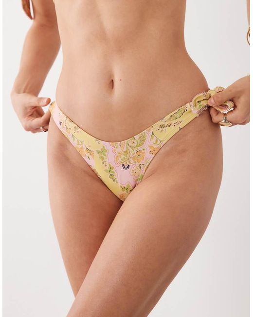 ASOS Natural Sarah V Front Tie Side Bikini Bottom