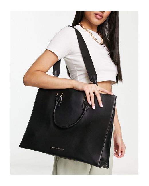 French Connection Square Tote Bag in Black | Lyst