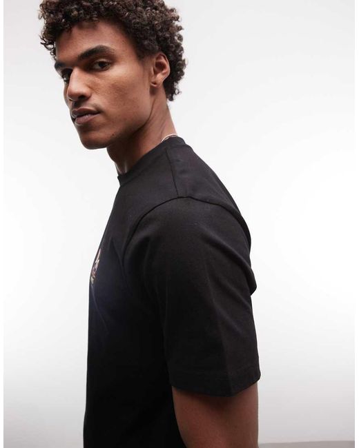Parlez Black Short Sleeve Marion T-shirt With Back Graphic for men
