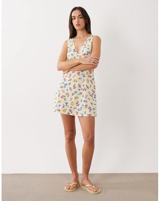 Wednesday's Girl White Wednesdays Girl V Neck Mini Dress