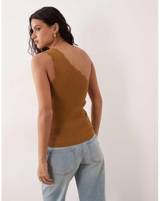 Jdy Blue One Shoulder Scallop Edge Top