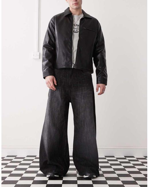 Cheap Monday Black Rad Super Wide Leg Skater Jeans for men