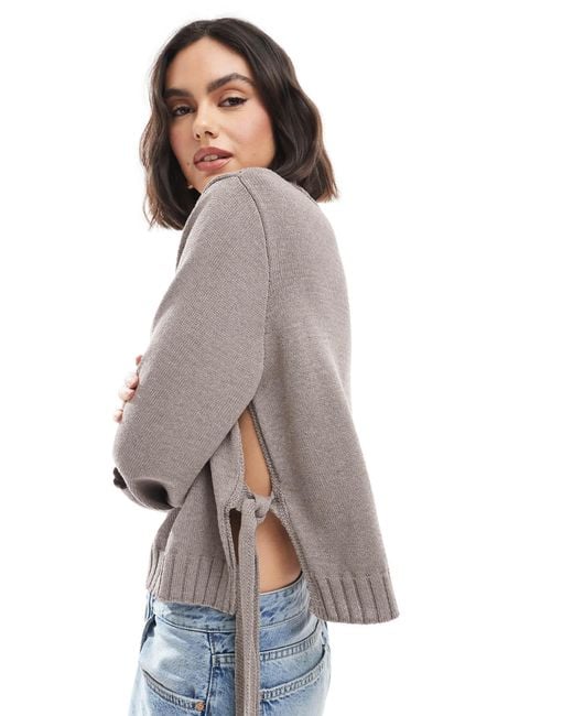 ASOS Gray Knit Jumper With Tie Sides