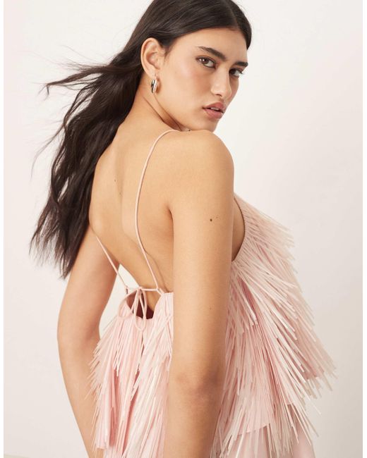 ARRANGE Pink Shard Sequin Layered Trapeze Cami Maxi Dress