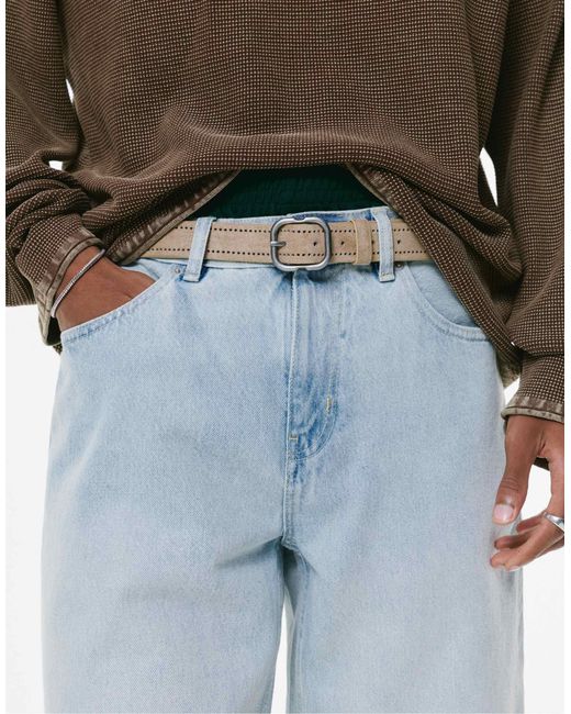Ceinture imitation daim à trous - beige Pull&Bear pour homme en coloris Blue