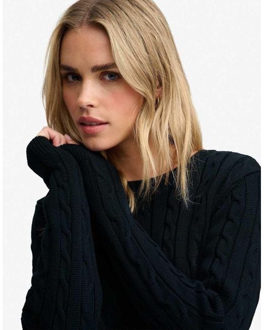 Superdry Black Essentials Sd&Co Cable Knit Jumper