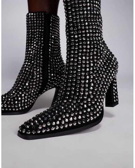 Estella - bottines à ornements avec pointe effilée ASOS en coloris Black