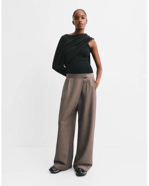 Pull&Bear Brown Crossover Waist Smart Pants