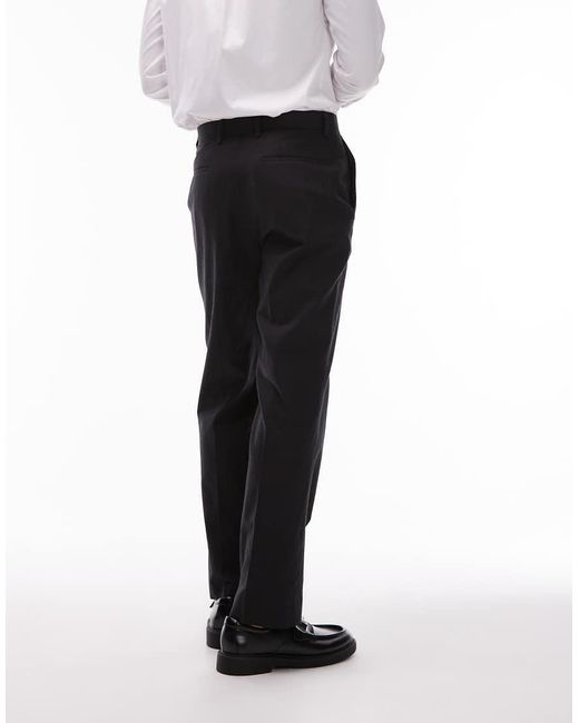 Pantalones De Traje Negros De Corte Slim De Mezcla De Lino De Topman de hombre de color White
