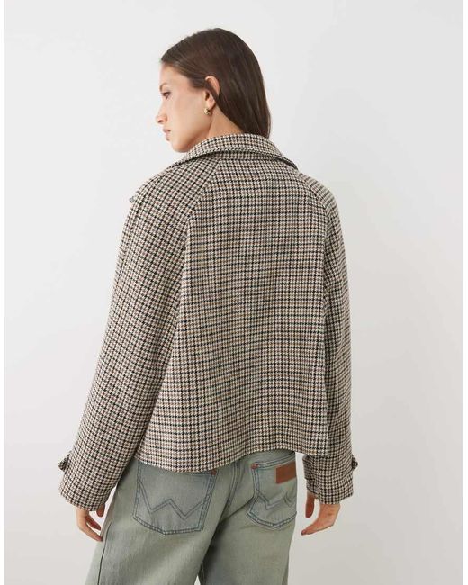 Threadbare Brown Faux Wool Funnel Neck Jacket