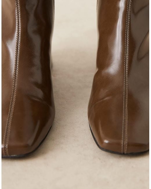 ASOS Natural Relay Smart Heeled Ankle Boots