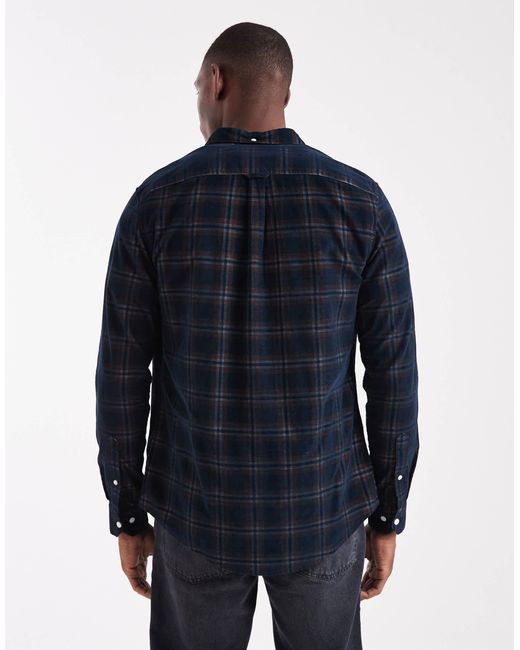 Farah Blue Fontella Long Sleeve Cord Check Shirt for men