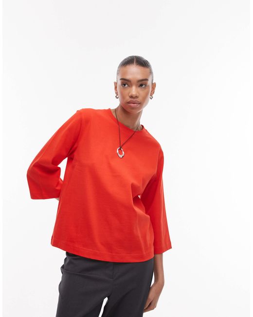 T-shirt épais à manches 3/4 - rouge ARKET en coloris Red