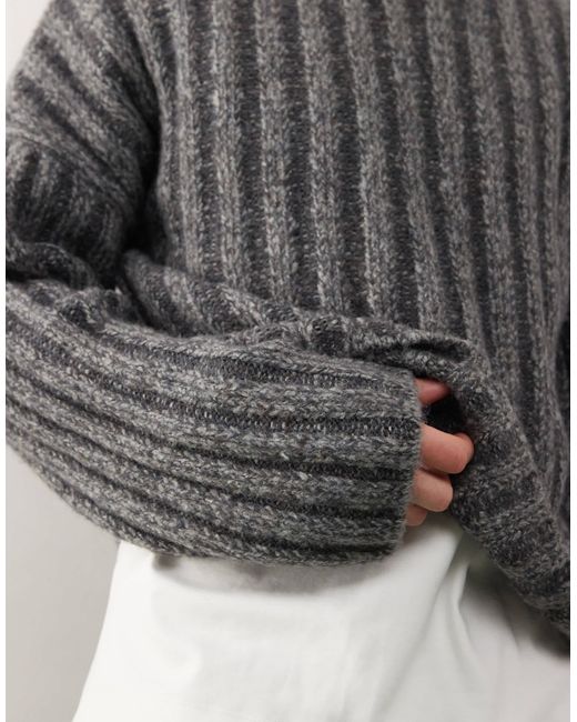 Weekday Gray Connor Wool Blend Slightly Cropped Rib Jumper for men