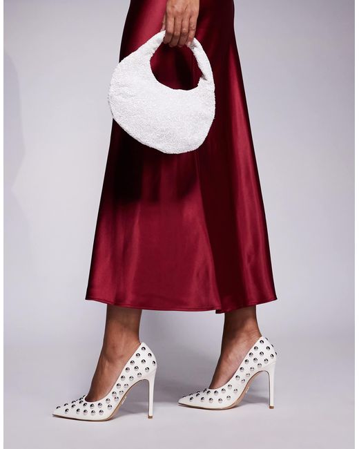 Steve Madden Red Thrives-s Pointed Court Shoes With Dome Studs