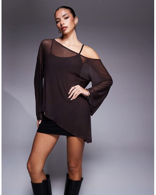 Robe courte avec superposition cape - chocolat ASOS en coloris Brown