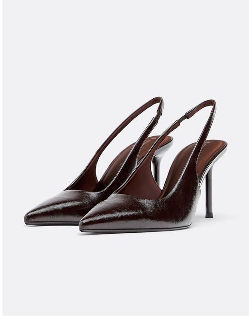 Stradivarius White Slingback Heeled Shoes