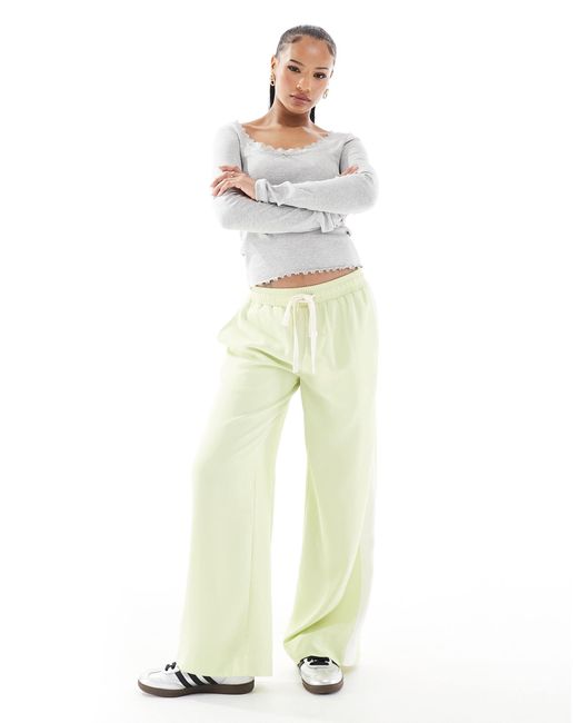 ASOS White Petite Pull On Trousers With Contrast Panel