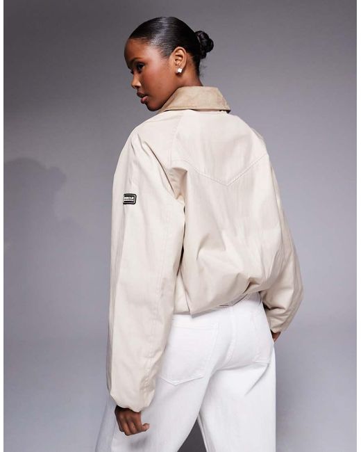 Barbour Gray Ozara Pleated Bomber Jacket