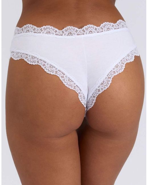 Boux Avenue Pink 3 Pack Tatiana Brazilian Knickers Floral Lace Trim Underwear