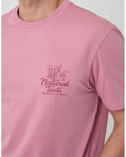 Threadbare Pink Relaxed Fit Graphic Cotton T-Shirt for men