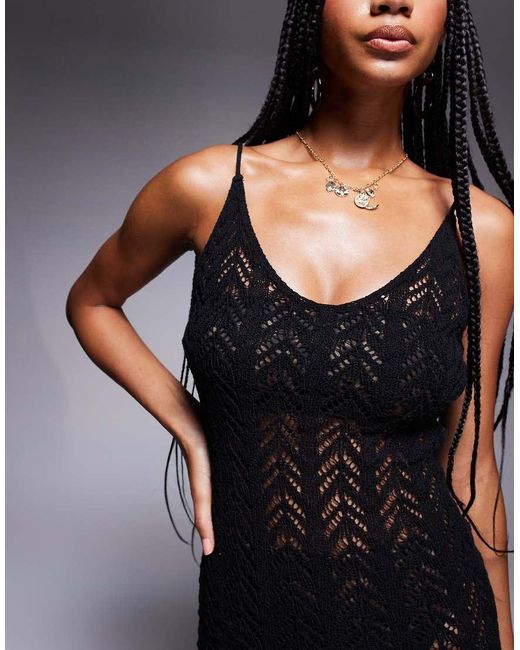 Missy Empire Black Beach Open Crochet Mini Dress