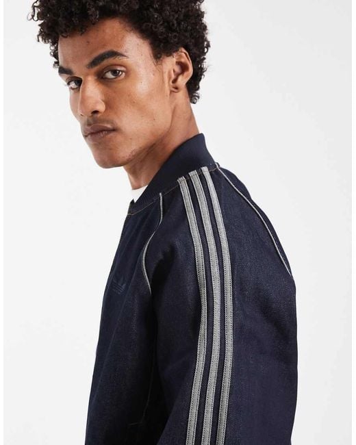 Adidas Originals Blue Sst Adicolor Denim Track Top for men