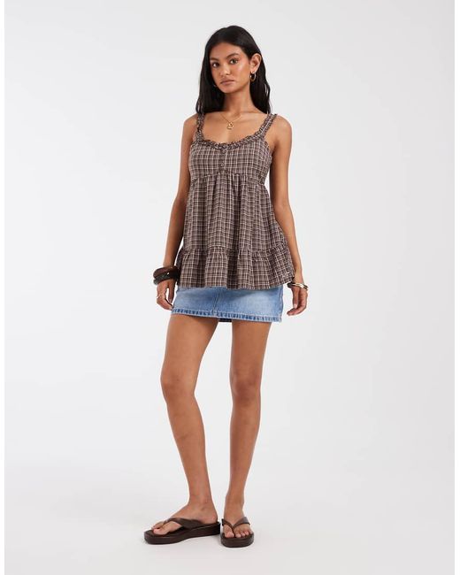 Hollister Purple Babydoll Tunic Top With Tie Back Detail