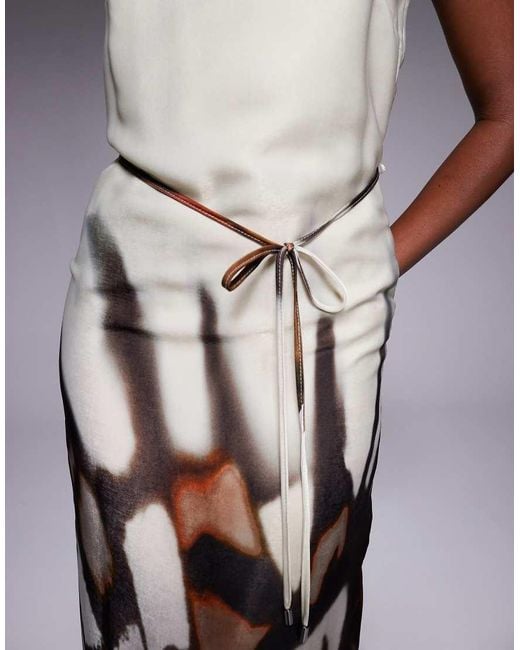 River Island White Racer Neck Floral Print Slip Dress