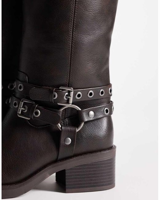 ASOS Black Cassandra Eyelet Biker Boot