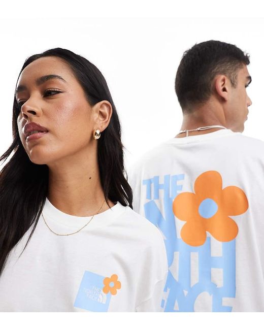 The North Face Oversized T-Shirt Met Print Van Bloem Op De Achterkant in het Blue