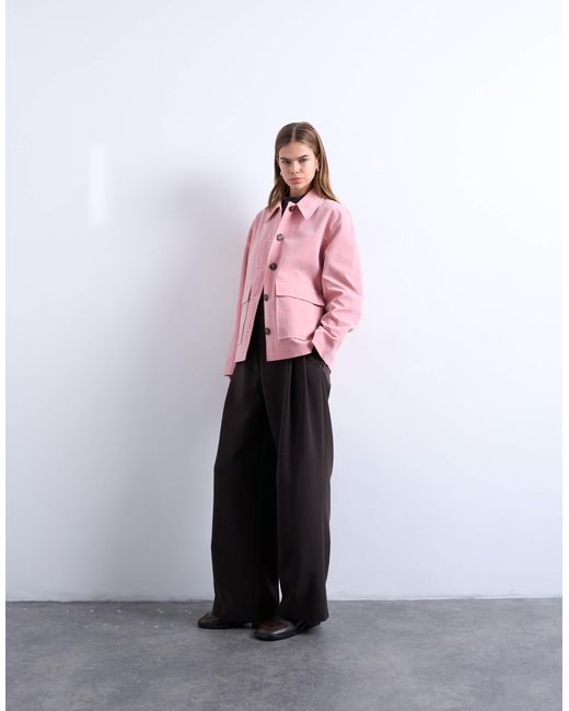 TOPSHOP Pink – kastige jacke aus wildlederimitat