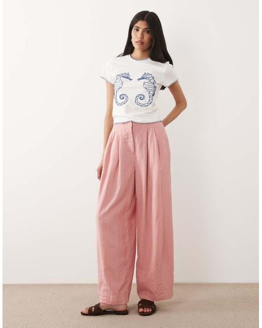 ASOS White Blanket Stitch Baby Tee With Seahorse Embroidery
