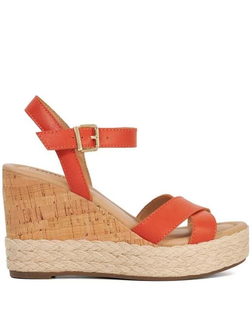 Dune Pink Kindest Cork And Woven Wedge Sandals