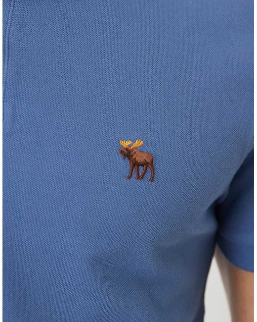 Abercrombie & Fitch Blue Icon Logo Short Sleeve Polo Shirt for men