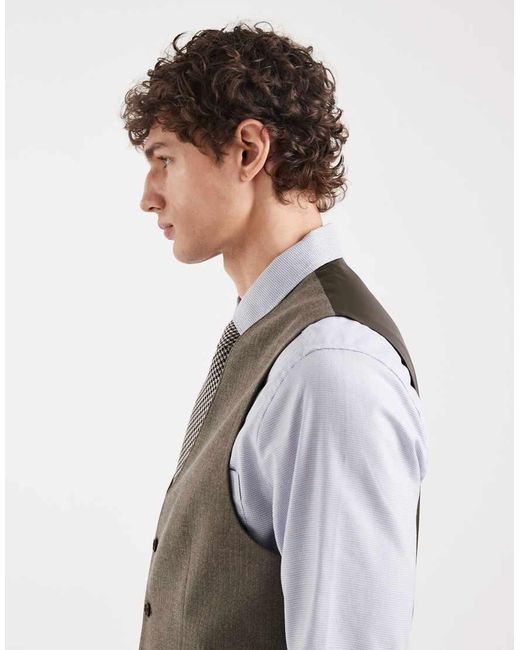 ASOS Gray Skinny Wool Look Suit Waistcoat for men