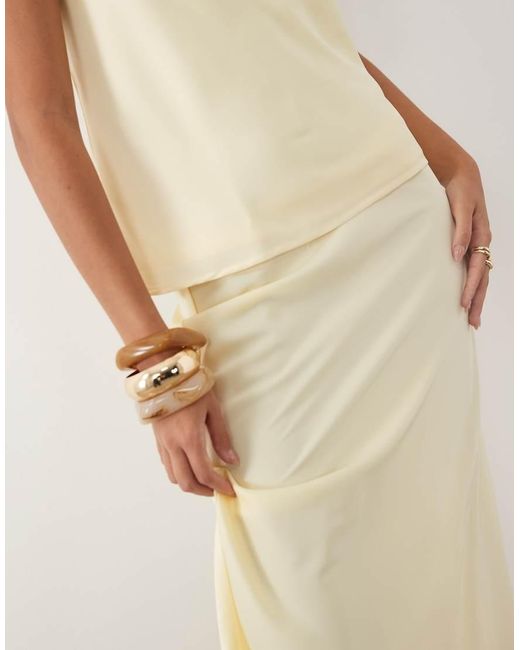 Y.A.S Natural Satin Midi Skirt