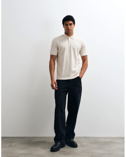 Jack & Jones White Pique Polo for men