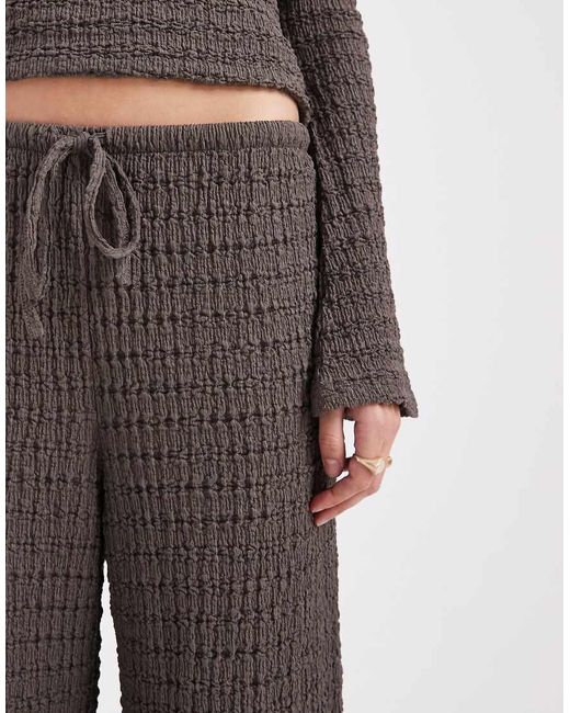 ASOS Gray Mix & Match Textured Tie Waist Wide Leg Trousers