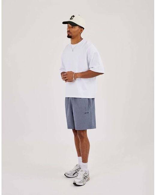 CERNUCCI Blue Relaxed Check Short for men
