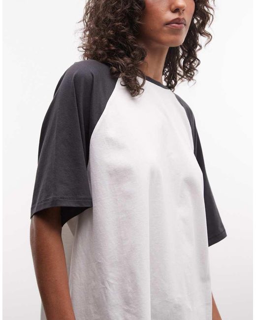 Weekday White Boxy Fit Raglan T-shirt With Contrast Sleeves