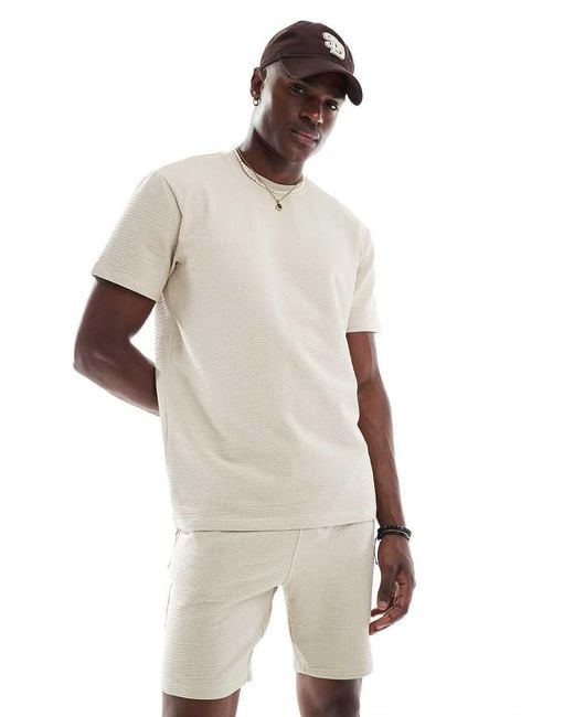 Only & Sons Short Met Wafelstructuur in het Natural voor heren