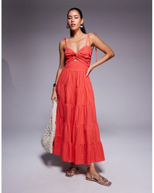 fitted lace wedding dress Forbidden Feelings Maxi Dress Red main image 1